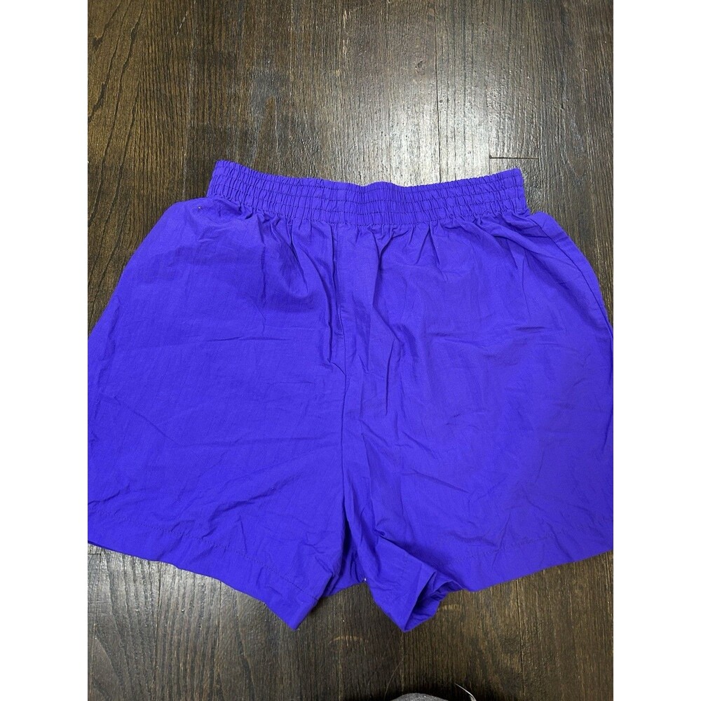 VTG 90s Pacific Connections Retro Purple Crinkle 100% Nylon Shorts Activewear XL - Picture 2 of 8
